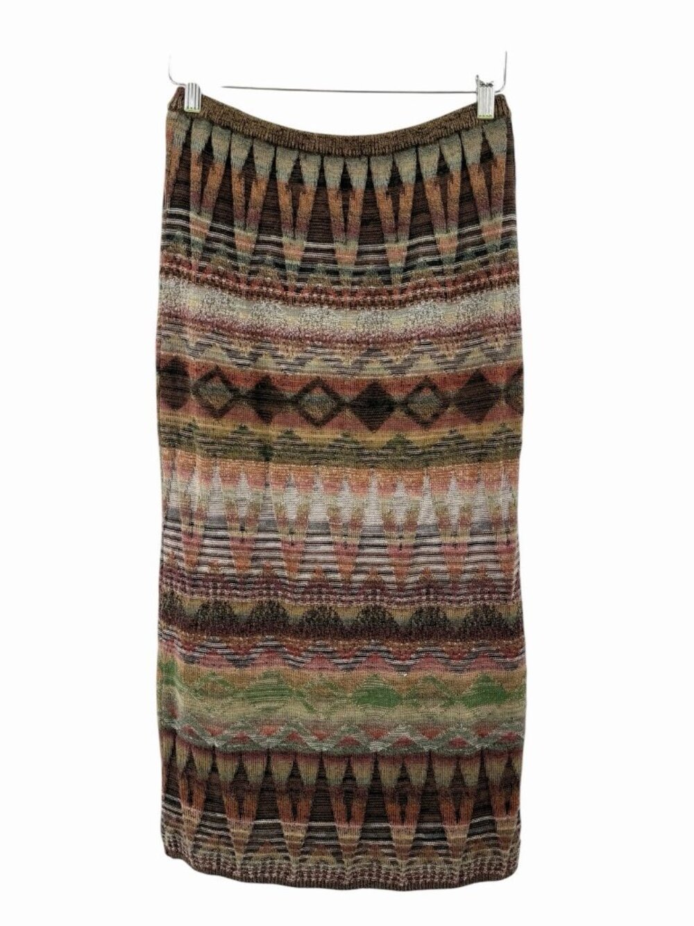 M.&KYOKO Women's Multicolor Geometric Stripe Wool Knit Pencil Skirt Small - Picture 4 of 4